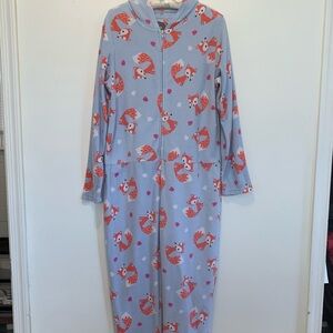 PJ Couture Fox Hoodie Onesie Fleece Pajamas